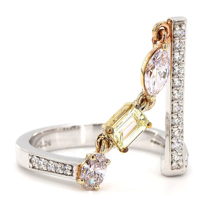 Geometric Pink Yellow Diamond Ring