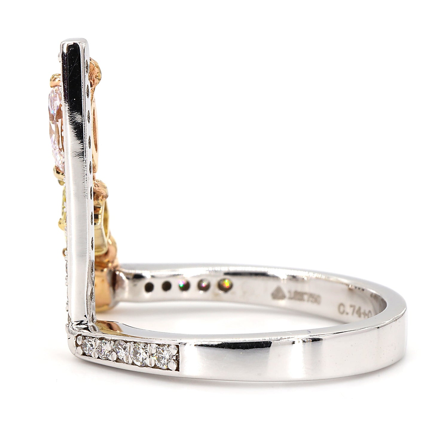 Geometric Pink Yellow Diamond Ring