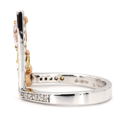 Geometric Pink Yellow Diamond Ring