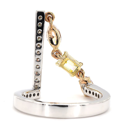 Geometric Pink Yellow Diamond Ring