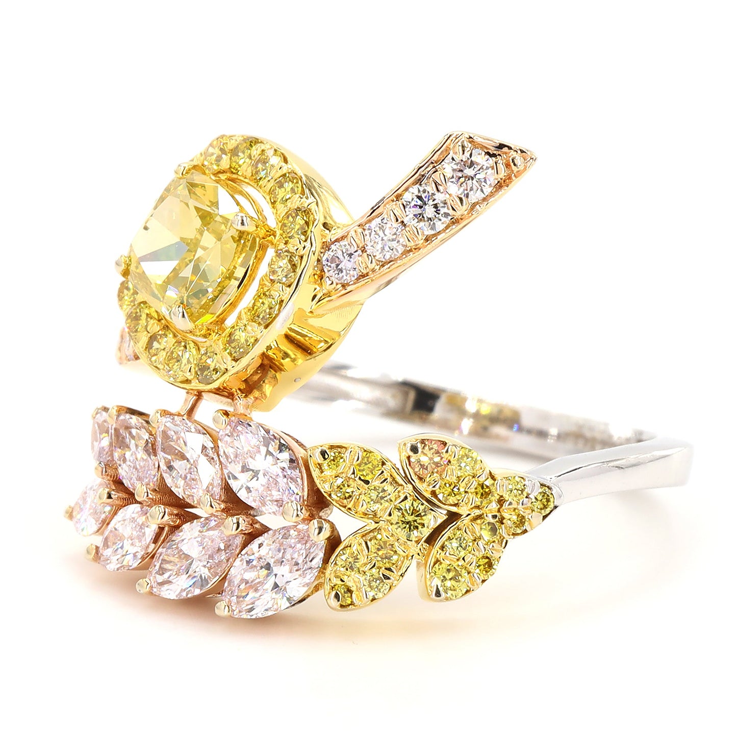 Cushion Yellow Halo Diamond Ring