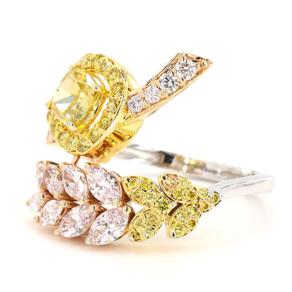 Cushion Yellow Halo Diamond Ring