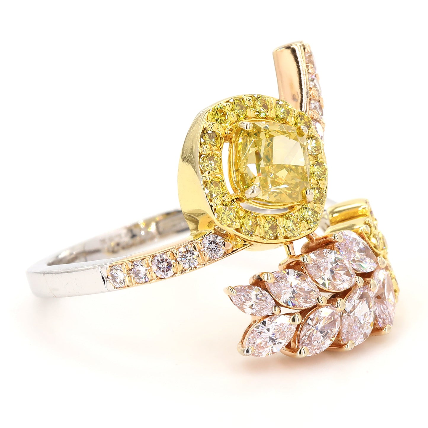 Cushion Yellow Halo Diamond Ring