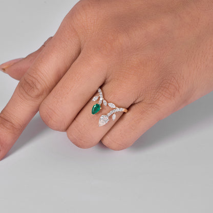 Emerald Tiara Diamond Ring
