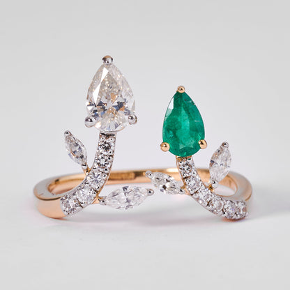 Emerald Tiara Diamond Ring