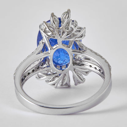 Floral Cluster Tanzanite Natural Diamond Ring
