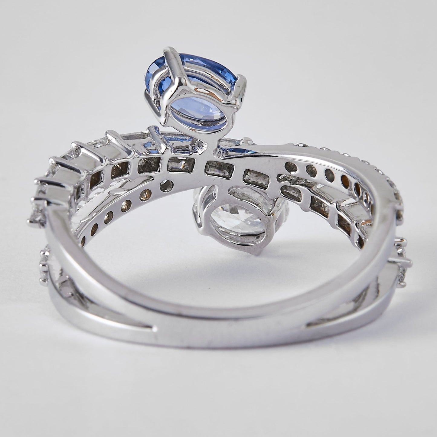 Natural Sapphire Diamond Crossover Ring