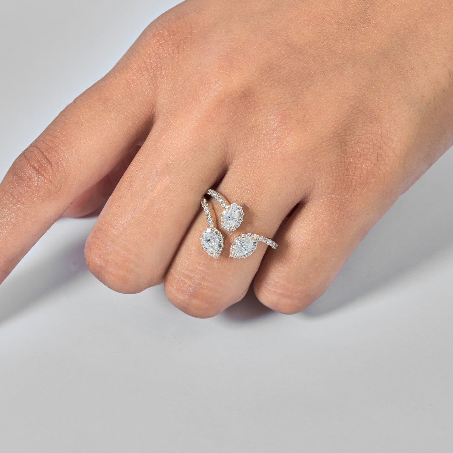 Fancy Cut Natural Diamond Open Ring