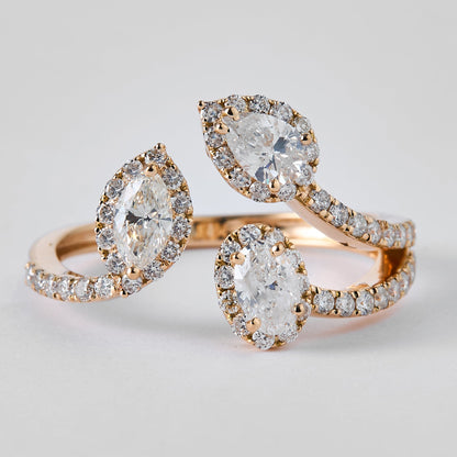 Fancy Cut Natural Diamond Open Ring