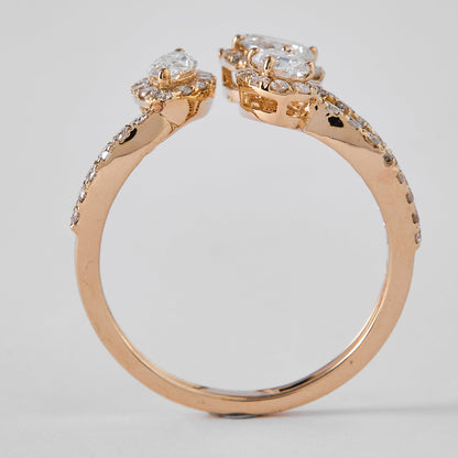 Fancy Cut Natural Diamond Open Ring