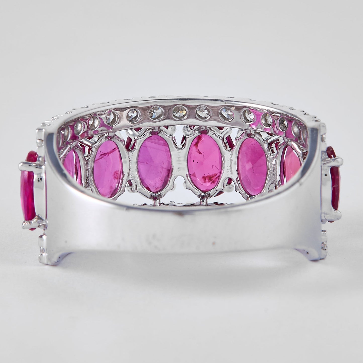 Natural Oval Ruby & Diamond Band Ring