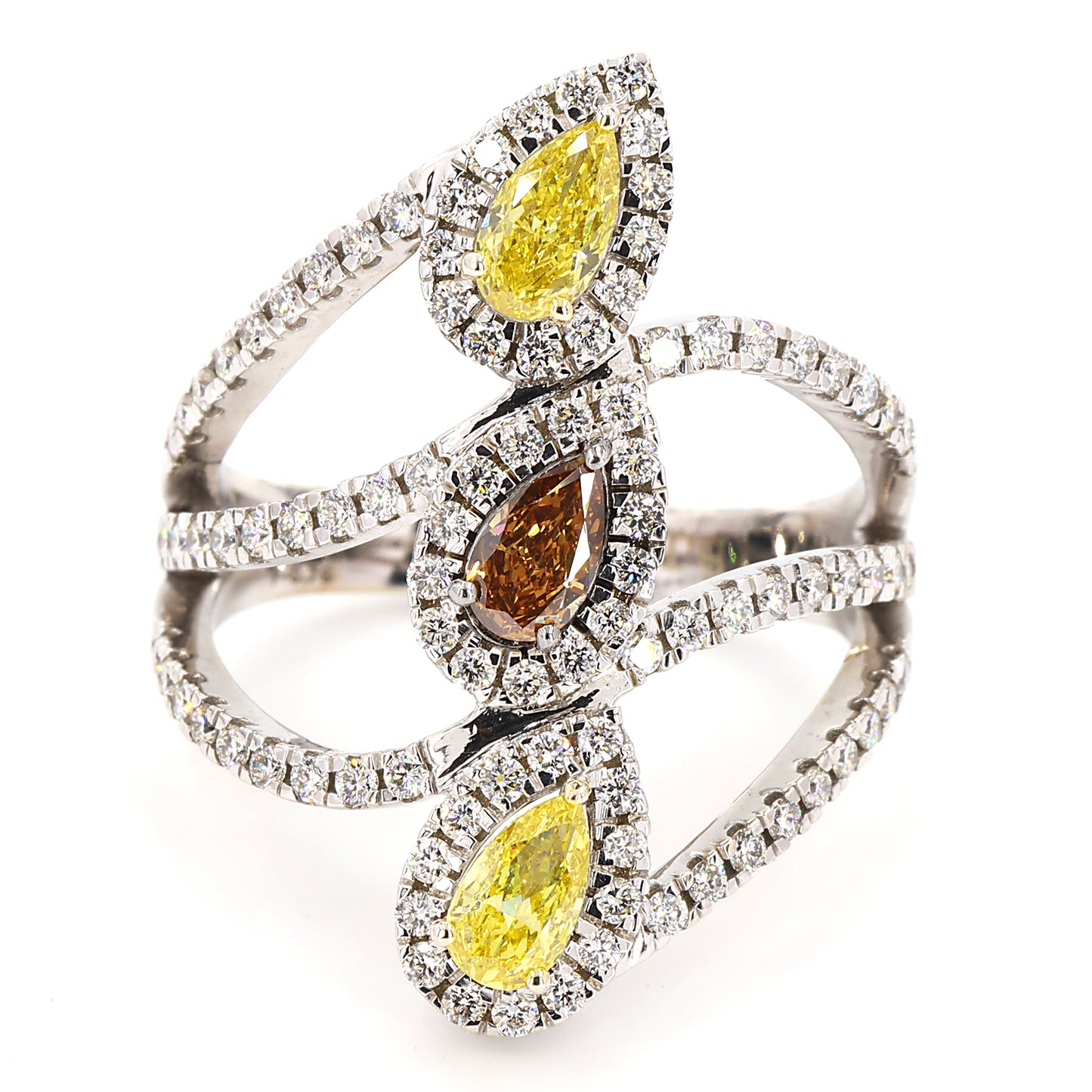 Pear Floral Fancy Color Dimaond Ring