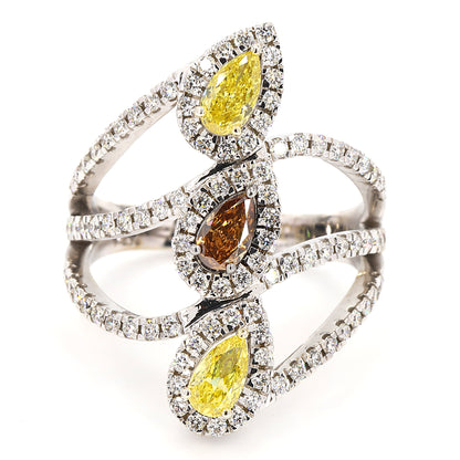Pear Floral Fancy Color Dimaond Ring