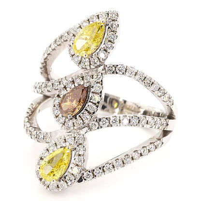 Pear Floral Fancy Color Dimaond Ring