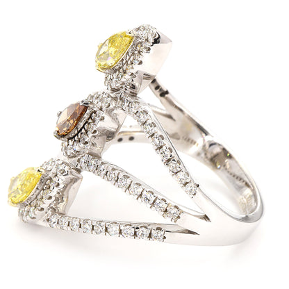 Pear Floral Fancy Color Dimaond Ring