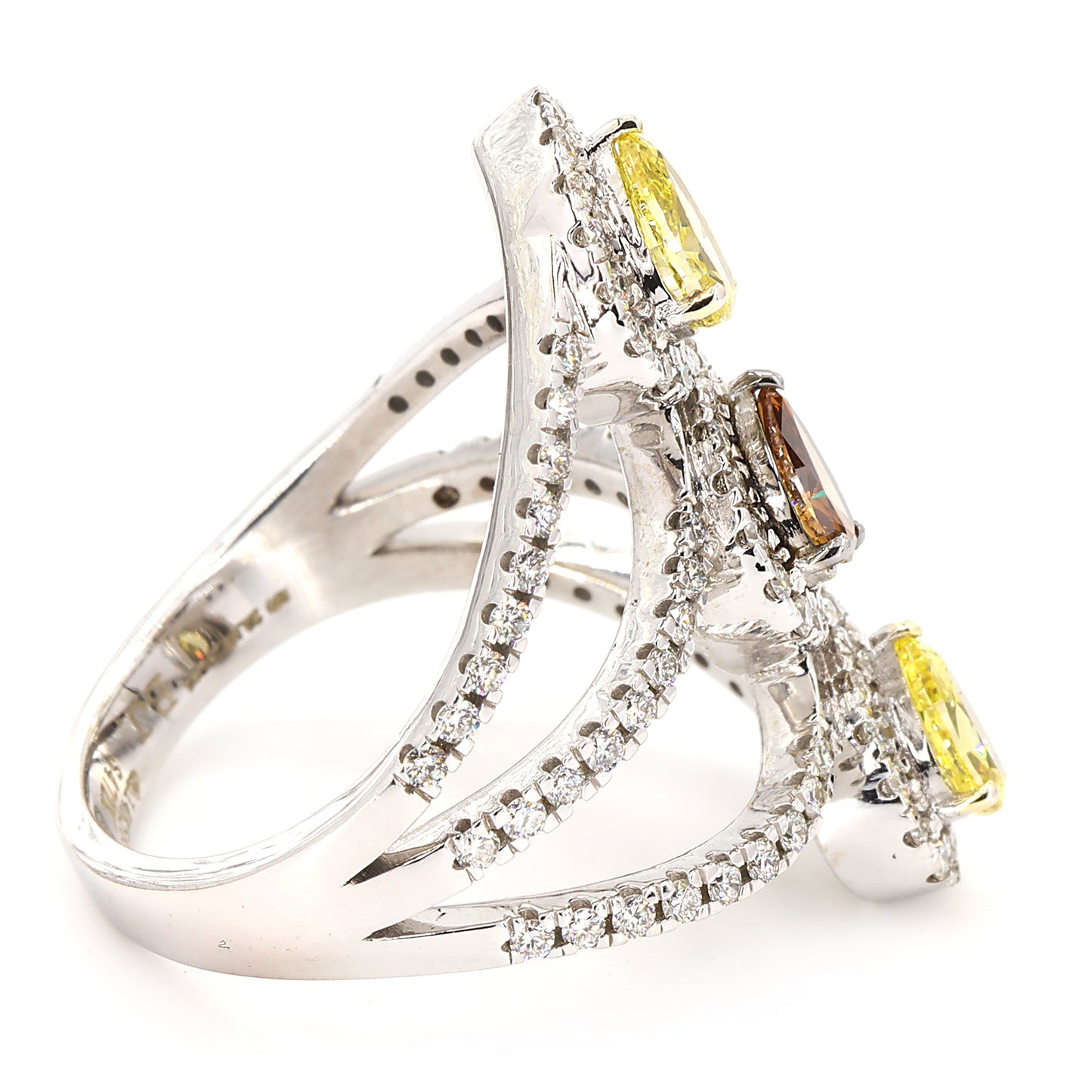 Pear Floral Fancy Color Dimaond Ring