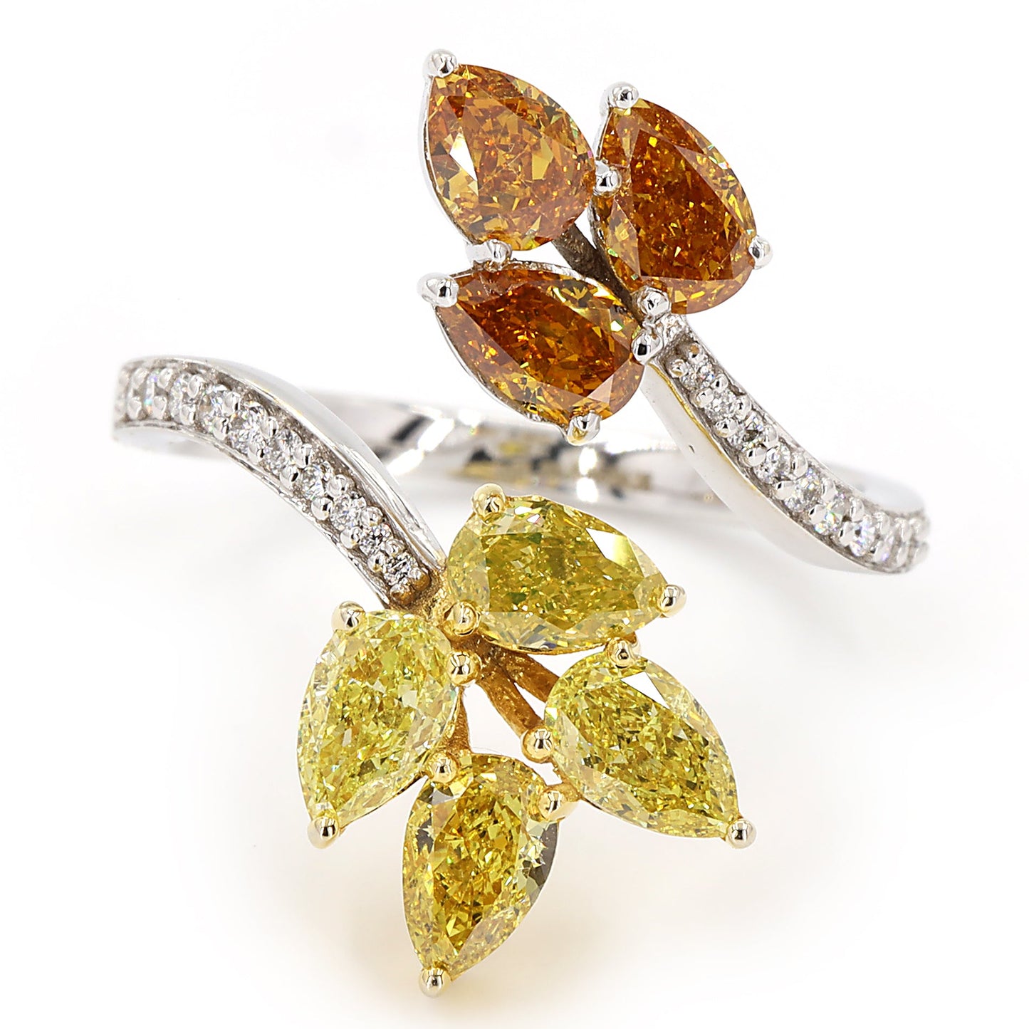 Floral Natural Diamond Bypass Ring