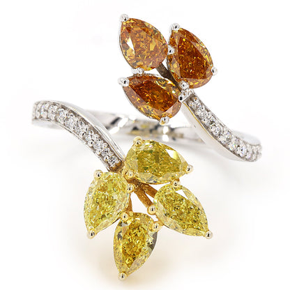 Floral Natural Diamond Bypass Ring