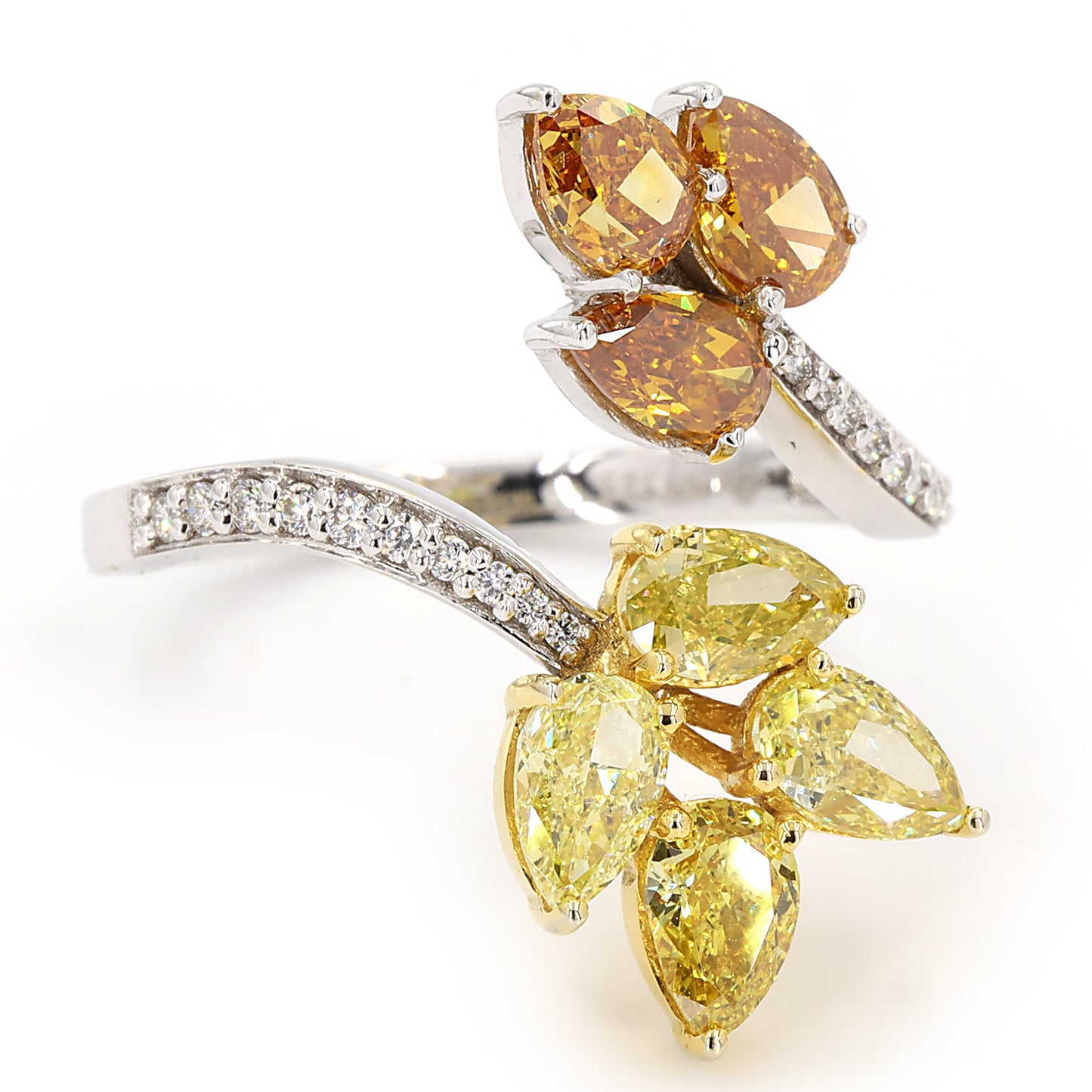Floral Natural Diamond Bypass Ring