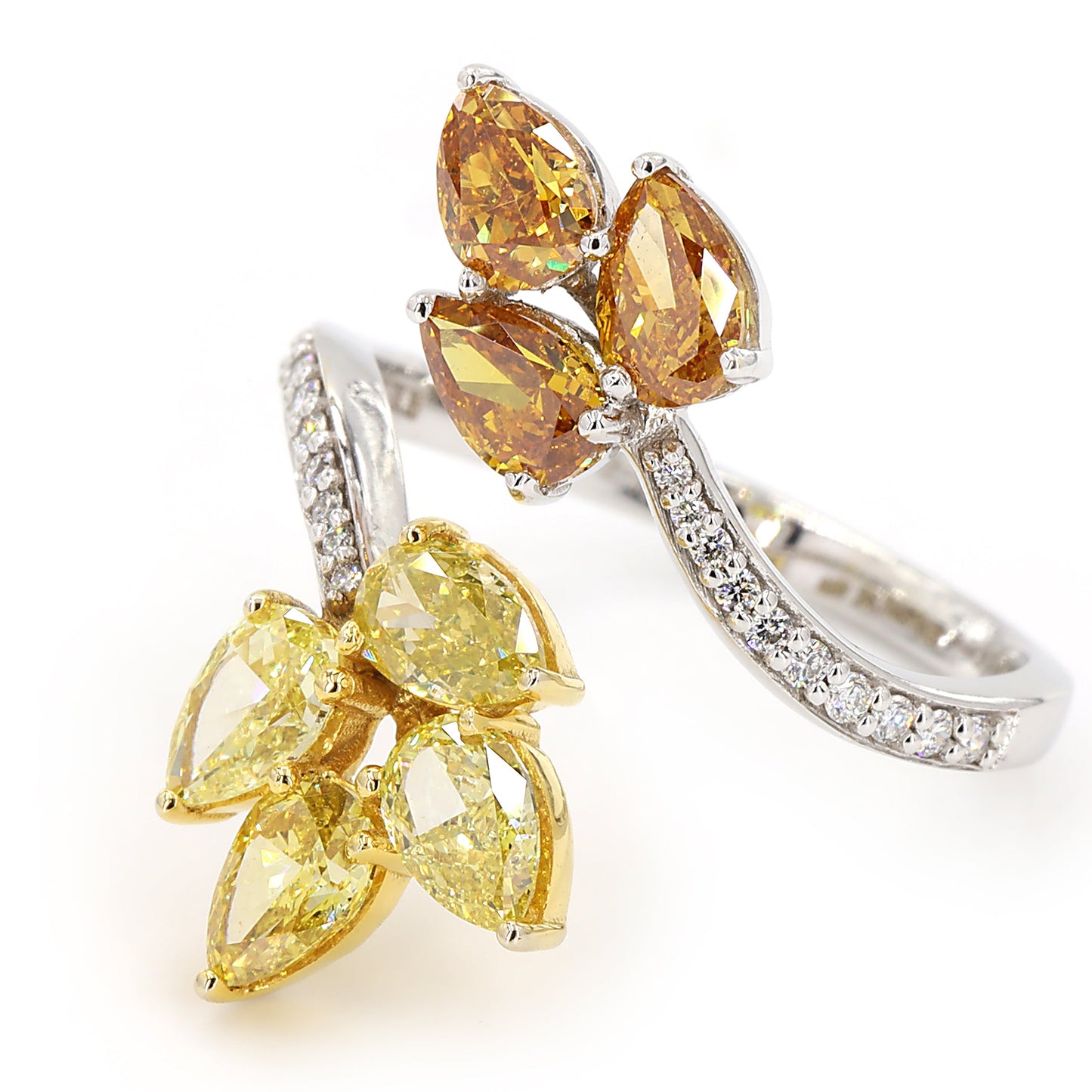 Floral Natural Diamond Bypass Ring