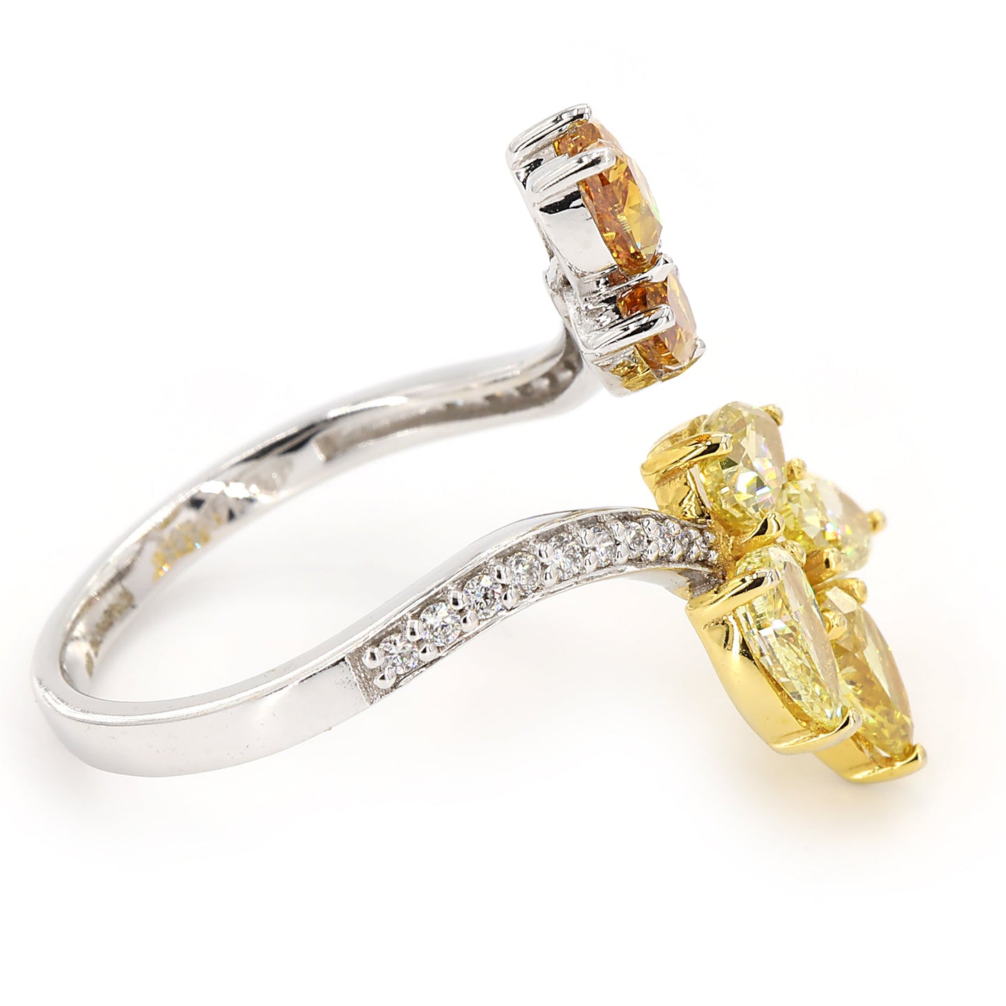 Floral Natural Diamond Bypass Ring
