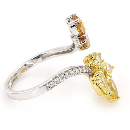 Floral Natural Diamond Bypass Ring