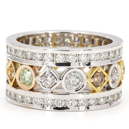 Multi Color Diamond Band Ring