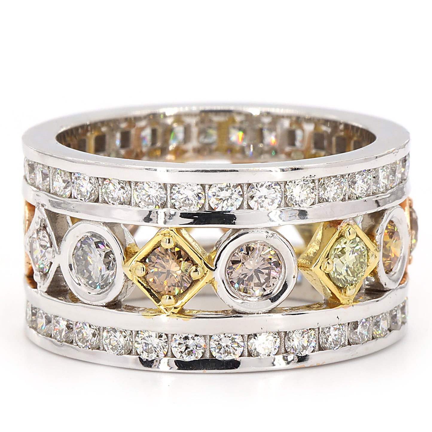 Multi Color Diamond Band Ring