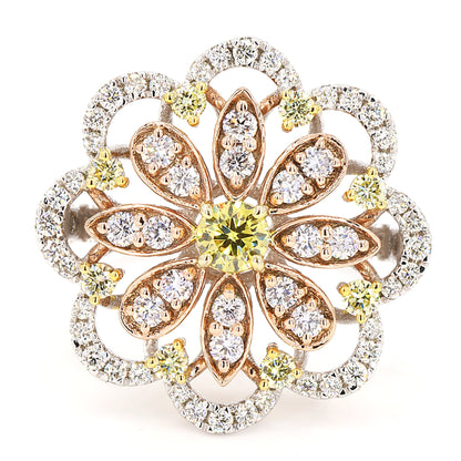 Floral Yellow Natural Diamond Cluster Ring
