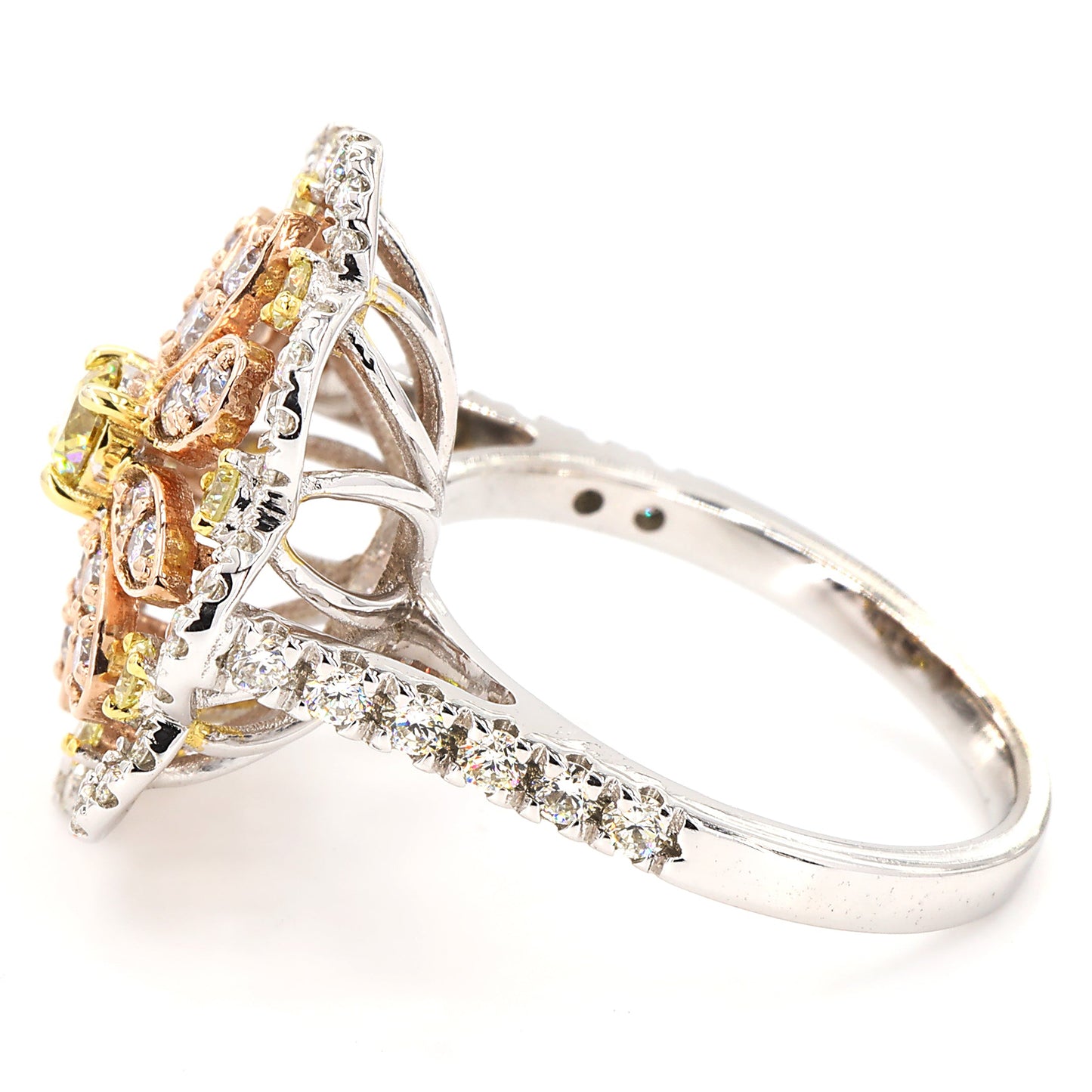 Floral Yellow Natural Diamond Cluster Ring