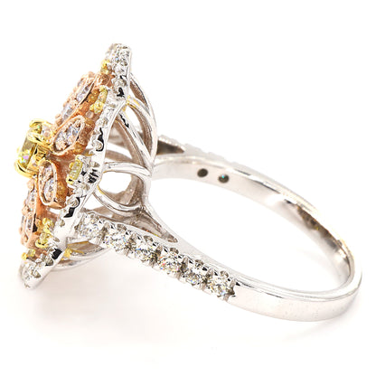 Floral Yellow Natural Diamond Cluster Ring