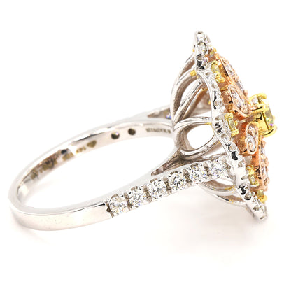 Floral Yellow Natural Diamond Cluster Ring